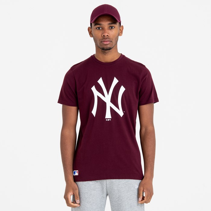 New York Yankees Team Logo Miesten T-paita Viininpunainen - New Era Vaatteet Tarjota FI-951274